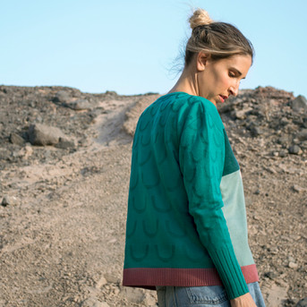 Jersey Pájaro verde. Diseño de Trol: marca española de moda sostenible con mucho Color.